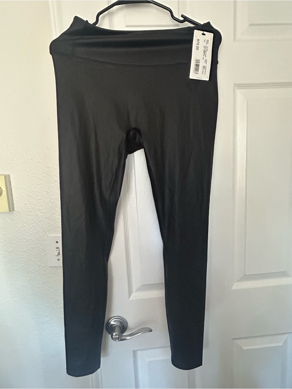 Firm Abs high-waisted black faux-leather leggings